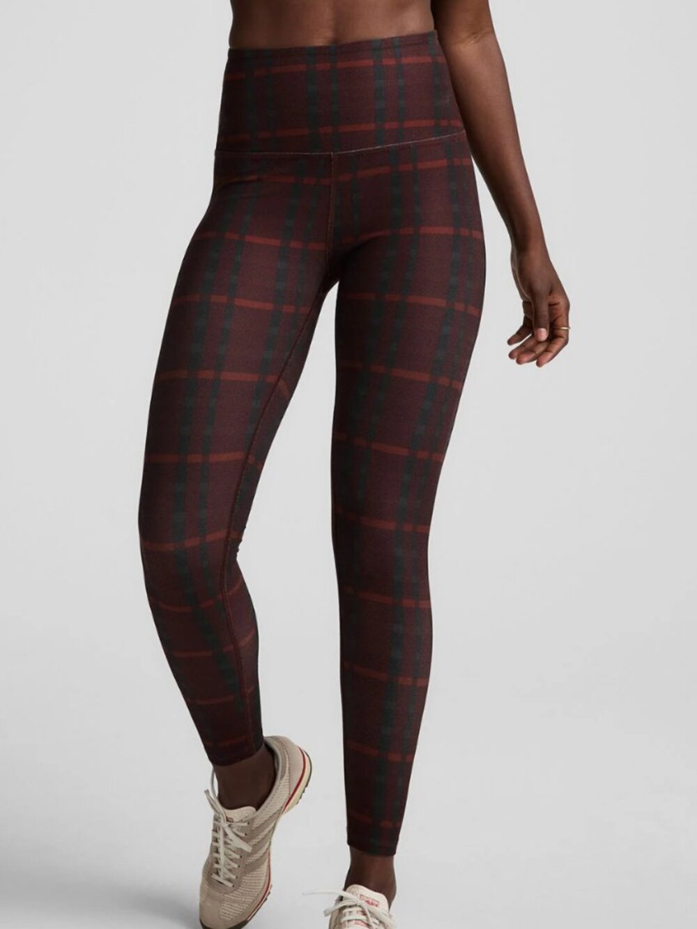 Dark Cherry Plaid Beyond Yoga Leggings